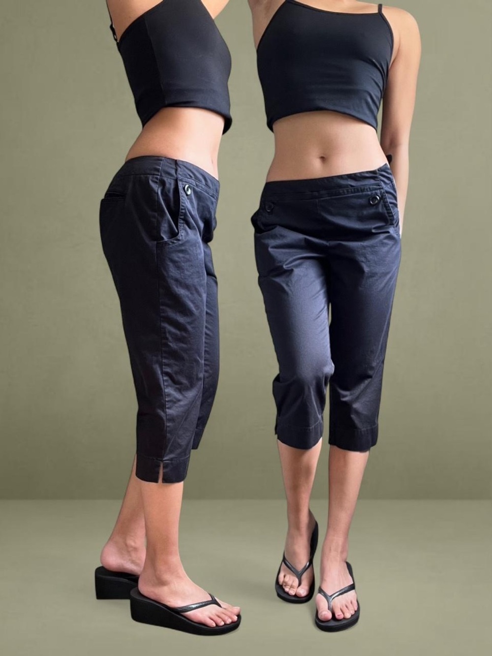 Talbots 2000s black low mid rise cropped capris